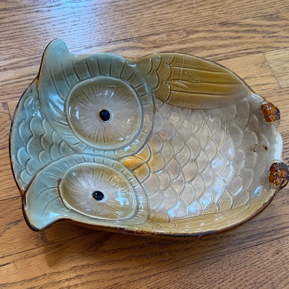 Ceramic Owl Dish Art - Green and Brown - Picture 5 of 13
